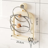 NNEDSZ Wall-Mounted Pot Lid Organizer Rack - Kitchen Storage Holder with Adhesive Mount (31.5 x 20.8 x 3.5 cm)