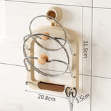 NNEDSZ Wall-Mounted Pot Lid Organizer Rack - Kitchen Storage Holder with Adhesive Mount (31.5 x 20.8 x 3.5 cm)