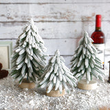 NNEDSZ Miniature Snowy Artificial Pine Tree Decoration - 11.42 Inch Tabletop Christmas Tree with Wooden Base