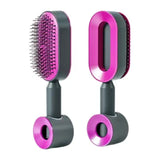NNEDSZ Self-Cleaning Hair Brush with One-Click Release | Massage Cushion Design, Anti-Frizz and Detangling Brush (purple)