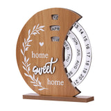 NNEDSZ Rustic Perpetual Wooden Calendar | Decorative Home & Desk Accessory 20*18cm Moon shape