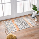 NNEDSZ Bohemian Cotton Area Rug with Tassels - Geometric Pattern, Decorative Floor Mat 60*90cm