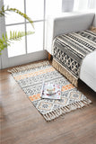 NNEDSZ Bohemian Cotton Area Rug with Tassels - Geometric Pattern, Decorative Floor Mat 60*90cm