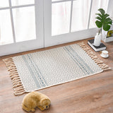 NNEDSZ Bohemian Cotton Area Rug with Tassels - Geometric Pattern, Decorative Floor Mat 60*90cm