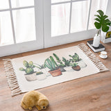 NNEDSZ Bohemian Cotton Area Rug with Tassels - Geometric Pattern, Decorative Floor Mat 60*90cm