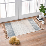 NNEDSZ Bohemian Cotton Area Rug with Tassels - Geometric Pattern, Decorative Floor Mat 60*90cm