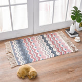 NNEDSZ Bohemian Cotton Area Rug with Tassels - Geometric Pattern, Decorative Floor Mat 60*90cm