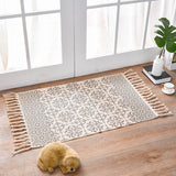 NNEDSZ Bohemian Cotton Area Rug with Tassels - Geometric Pattern, Decorative Floor Mat 60*90cm