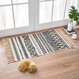 NNEDSZ Bohemian Cotton Area Rug with Tassels - Geometric Pattern, Decorative Floor Mat 60*90cm