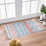 NNEDSZ Bohemian Cotton Area Rug with Tassels - Geometric Pattern, Decorative Floor Mat 60*90cm