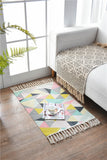 NNEDSZ Bohemian Cotton Area Rug with Tassels - Geometric Pattern, Decorative Floor Mat 60*90cm