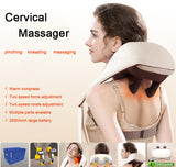 NNEDSZ Portable Shiatsu Neck and Shoulder Massager with Heat | Rechargeable 2000mAh Battery Beige