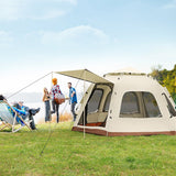 NNEDSZ 5-8 Person Square Camping Tent | Double-Layer Silver Coated Waterproof Shelter with Awning (240*240*155cm)