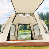 NNEDSZ 5-8 Person Square Camping Tent | Double-Layer Silver Coated Waterproof Shelter with Awning (240*240*155cm)