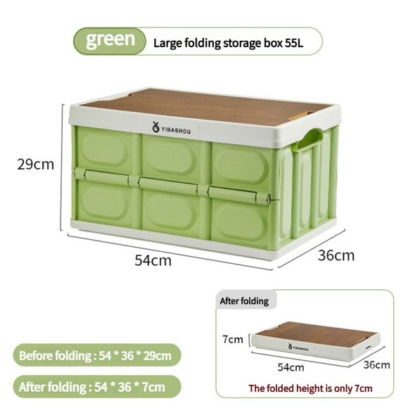 NNEDSZ 54*36*29 cm Collapsible Green Outdoor Storage Box | Large Capacity, Foldable to 7cm, Durable Design