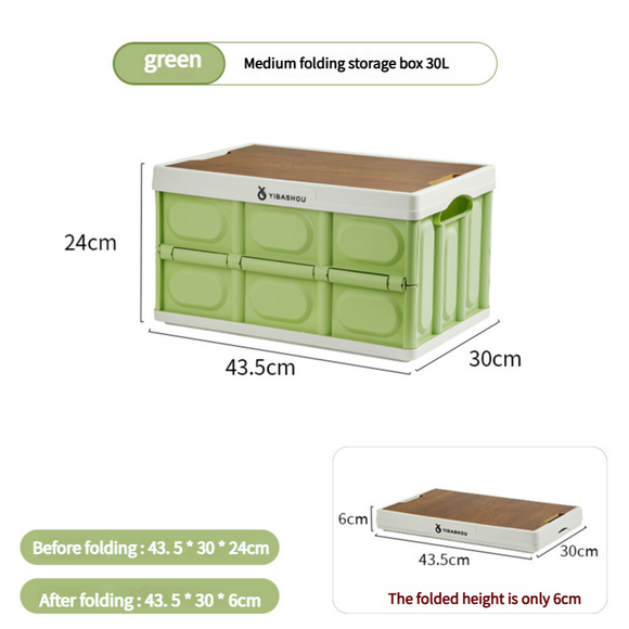 NNEDSZ 43.5*30*24 cm Collapsible Green Outdoor Storage Box | Large Capacity, Foldable to 6cm, Durable Design
