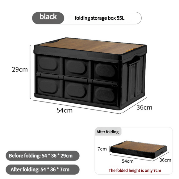 NNEDSZ 54*36*29 cm Collapsible Black Outdoor Storage Box | Large Capacity, Foldable to 7cm, Durable Design