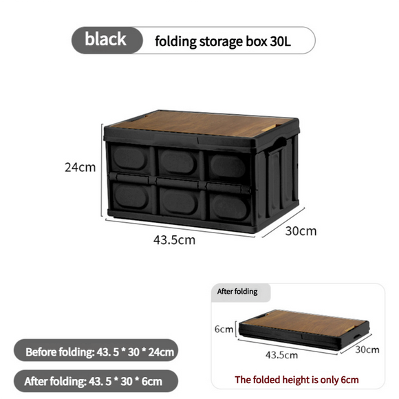 NNEDSZ 43.5*30*24 cm Collapsible Black Outdoor Storage Box | Large Capacity, Foldable to 6cm, Durable Design