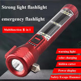 NNEDSZ Multi-Functional Safety Flashlight– Rechargeable Waterproof Emergency Torch with USB Charging, High-Lumen for Outdoor and Survival Use (Red)