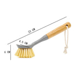 NNEDSZ Eco-Friendly Dish Scrub Brush Set - Gray 2 PCS, Natural Bamboo Handle with Durable Bristles, Random Rope Color