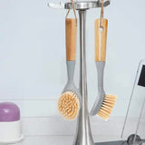NNEDSZ Eco-Friendly Dish Scrub Brush Set - White 2 PCS, Natural Bamboo Handle with Durable Bristles, Random Rope Color