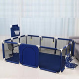 NNEDSZ Large Kids Playpen with Basketball Hoop & Soccer Goal - 74x50 inches Baby Safety Activity Center, Indoor & Outdoor Play Yard (Blue)
