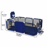 NNEDSZ Large Kids Playpen with Basketball Hoop & Soccer Goal - 74x50 inches Baby Safety Activity Center, Indoor & Outdoor Play Yard (Blue)
