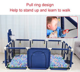 NNEDSZ Large Kids Playpen with Basketball Hoop & Soccer Goal - 74x50 inches Baby Safety Activity Center, Indoor & Outdoor Play Yard (Red)
