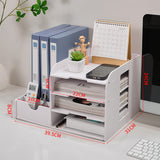 NNEDSZ Multi-Functional Desktop Organizer with Document and Stationery Storage - Compact Desk Shelf, 39.5x31x24cm