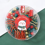 NNEDSZ B41025 Christmas Stationery Set - Festive Binder Clips, Paper Clips, and Push Pins in Holiday Colors(2 set)