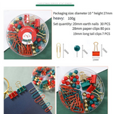NNEDSZ B41025 Christmas Stationery Set - Festive Binder Clips, Paper Clips, and Push Pins in Holiday Colors(2 set)