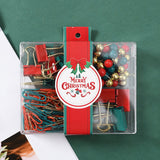 NNEDSZ S11012 Christmas Stationery Set - Festive Binder Clips, Paper Clips, and Push Pins in Holiday Colors(2 set)