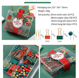 NNEDSZ S11012 Christmas Stationery Set - Festive Binder Clips, Paper Clips, and Push Pins in Holiday Colors(2 set)