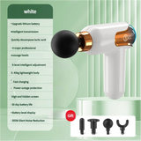 NNEDSZ LC002 White Portable Massage Gun - Deep Tissue Muscle Massager with 4 Heads and 9 Speed Settings