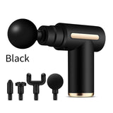 NNEDSZ Compact Black Massage Gun - Deep Tissue Muscle Massager with 4 Interchangeable Heads