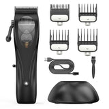 NNEDSZ WL-1670 Black Professional Hair Clipper Set with Adjustable Guards - USB Rechargeable Trimmer with Charging Dock