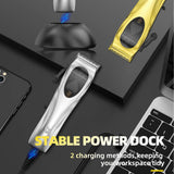 NNEDSZ WL-1670 Gold Professional Hair Clipper Set with Adjustable Guards - USB Rechargeable Trimmer with Charging Dock