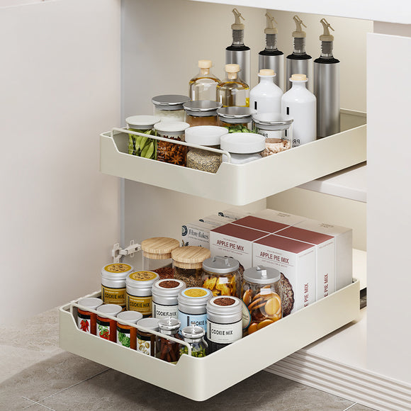 NNEDSZ Kitchen Cabinet Pull-Out Organizer for Spices, Jars, and Bottles - Space-Saving Storage Solution (25 width -53 depth)