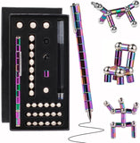 NNEDSZ Magnetic Fingertip Pen Building Toy Set - Multifunctional Rainbow Magnet Pen with Creative Building Blocks and Replacement Refills