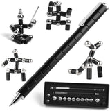 NNEDSZ (2 set) Magnetic Fingertip Pen Building Toy Set - Multifunctional Black Magnet Pen with Creative Building Blocks and Replacement Refills