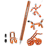 NNEDSZ (2 set) Magnetic Fingertip Pen Building Toy Set - Multifunctional Orange Magnet Pen with Creative Building Blocks and Replacement Refills