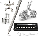 NNEDSZ (2 set) Magnetic Fingertip Pen Building Toy Set - Multifunctional Silver Magnet Pen with Creative Building Blocks and Replacement Refills