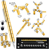 NNEDSZ (2 set) Magnetic Fingertip Pen Building Toy Set - Multifunctional Gold Magnet Pen with Creative Building Blocks and Replacement Refills