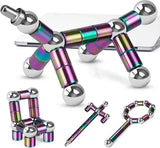 NNEDSZ (2 set) Magnetic Fingertip Pen Building Toy Set - Multifunctional Gold Magnet Pen with Creative Building Blocks and Replacement Refills