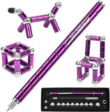 NNEDSZ (2 set) Magnetic Fingertip Pen Building Toy Set - Multifunctional Purple Magnet Pen with Creative Building Blocks and Replacement Refills