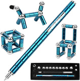 NNEDSZ (2 set) Magnetic Fingertip Pen Building Toy Set - Multifunctional Blue Magnet Pen with Creative Building Blocks and Replacement Refills