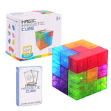 NNEDSZ Magic Magnetic Cube Puzzle Set - 3D Rubik's Cube Building Blocks with Guide Cards for Creative Play