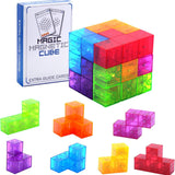 NNEDSZ Magic Magnetic Cube Puzzle Set - 3D Rubik's Cube Building Blocks with Guide Cards for Creative Play
