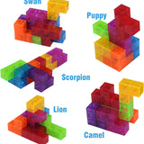 NNEDSZ Magic Magnetic Cube Puzzle Set - 3D Rubik's Cube Building Blocks with Guide Cards for Creative Play