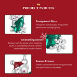 NNEDSZ Sterling Silver Santa Bear Pendant - Holiday Pendant with Green Christmas Tree and Santa Hat Design(weighs approximately 2.8g)